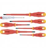  Набор отверток диэлектрических до 1000 В, 7 шт, тестер, CrV, двухкомпонентные рукоятки Сибртех, фото 1 