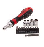  Отвертка реверсивная с набором бит и насадок торцевых, CrV, 1/4, 16 шт Matrix, фото 1 