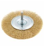  Щетка для дрели 100 мм, плоская со шпилькой, латунированная витая проволока Matrix, фото 1 