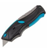  Нож ремонтно-монтажный, трехкомпонентная рукоятка, автовыброс, возврат лезвия, пистолетного типа, 170 мм, 5 запасных лезвий Gross, фото 1 