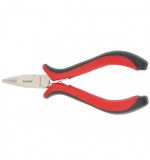  Длинногубцы прямые Mini, 130 мм, никелированные, авторазжим, двухкомпонентные рукоятки Matrix, фото 1 