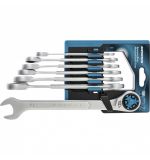  Набор ключей комбинированных трещоточных, количество зубьев 100, СRV, 7 шт, 8-19 мм Gross, фото 1 