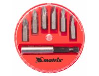  Набор бит, магнитный адаптер для бит, сталь 45Х, 7 предметов, пластиковый кейс Matrix, фото 2 