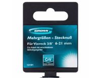  Головка торцевая многоразмерная, CrV, 6-21 мм, под квадрат 3/8, CrV, хромированная Gross, фото 6 