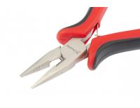  Длинногубцы прямые Mini, 130 мм, никелированные, авторазжим, двухкомпонентные рукоятки Matrix, фото 2 