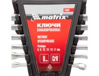  Набор ключей комбинированных, 6-17 мм, 6 шт, CrV, матовый хром Matrix, фото 4 