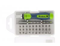  Отвертка реверсивная для точных работ с набором бит и торцевых головок, 32 предмета, CrV Сибртех, фото 3 