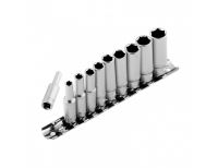  Набор удлиненных торцевых головок 1/4, шестигранные, CrV, 10 шт, 4-13 мм Stels, фото 3 