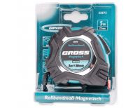  Рулетка Magnetisch 5 м х 25 мм,обрезиненный корпус,автоматическая фиксация,Нейлоновое покрытиеытие,зацеп с магнитом Gross, фото 4 
