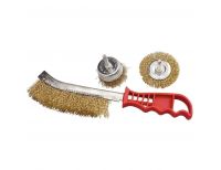  Набор щеток для дрели, 3 шт, 1 плоская, 65 мм, 50 мм "чашка", ручная металлическая Matrix, фото 2 