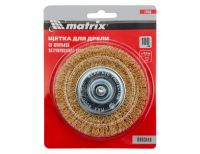  Щетка для дрели 100 мм, плоская со шпилькой, латунированная витая проволока Matrix, фото 4 
