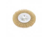  Щетка для УШМ, 100 мм, М14, плоская, латунированная витая проволока Matrix, фото 2 