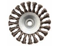  Щетка для УШМ, 125 мм, "Тарелка", крученая нержавеющая проволока 0.5 мм, М14 Denzel, фото 4 