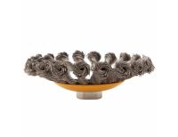  Щетка для УШМ, 125 мм, "Тарелка", крученая нержавеющая проволока 0.5 мм, М14 Denzel, фото 6 