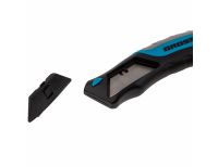  Нож ремонтно-монтажный, трехкомпонентная рукоятка, кнопочный автовыброс, возврат лезвия, 175 мм, 5 запасных лезвий Gross, фото 3 