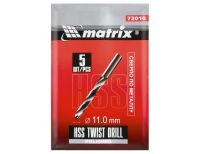  Сверло по металлу, 11 мм, полированное, HSS, 5 шт, цилиндрический хвостовик Matrix, фото 2 