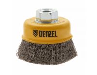  Щетка для УШМ, 75 мм, "Чашка", витая нержавеющая проволока 0.3 мм, М14 Denzel, фото 2 