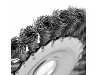  Щетка для УШМ, 125 мм, "Плоская", крученая нержавеющая проволока 0.5 мм, посадка 22.2 мм Denzel, фото 3 