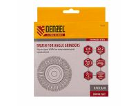  Щетка для УШМ, 125 мм, "Плоская", крученая нержавеющая проволока 0.5 мм, посадка 22.2 мм Denzel, фото 4 