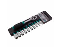  Набор торцевых головок, 1/4", головки 4 - 13 мм, с трещот. ключом, CrV,11 предметов Stels, фото 7 