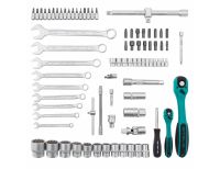  Набор инструментов 1/2", 1/4", CrV, 12 гранные головки, пластиковый кейс, 82 предмета Stels, фото 4 