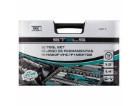  Набор инструментов 1/2", 1/4", CrV, 12 гранные головки, пластиковый кейс, 82 предмета Stels, фото 6 
