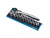  Набор торцевых головок, трещотка 120 зубьев, 1/2", CrV, 12 предметов Gross, фото 2 