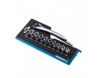  Набор торцевых головок, трещотка 120 зубьев, 1/4", CrV, 12 предметов Gross, фото 2 