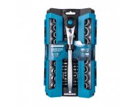  Набор торцевых головок, трещотка 120 зубьев, 1/2", CrV, 36 предметов Gross, фото 5 