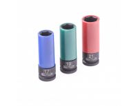  Набор головок ударных 6-гранных удлиненных для колесных дисков (17,19,21 мм) 1/2" 3 шт Stels, фото 3 