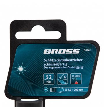  Отвертка SL8x 200 мм, S2, трехкомпонентная рукоятка Gross, фото 4 