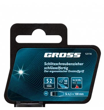 Отвертка SL6.5 x 100 мм, S2, трехкомпонентная рукоятка Gross, фото 4 
