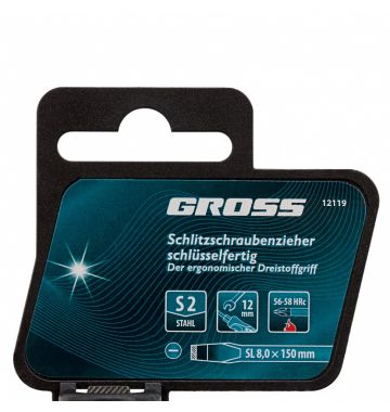  Отвертка SL8 x 150 мм, S2, трехкомпонентная рукоятка Gross, фото 4 