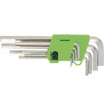  Набор ключей имбусовых HEX, 2-12 мм, 45x, закаленные, 9 шт, короткие, никель Сибртех, фото 1 