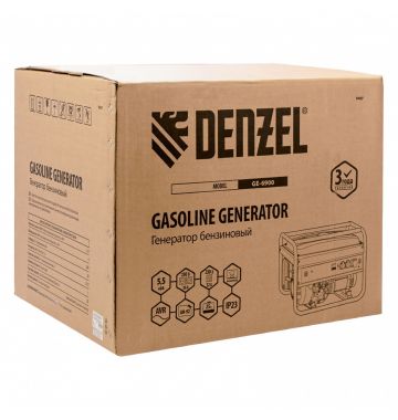  Генератор бензиновый GE 6900, 5.5 кВт, 220 В/50 Гц, 25 л, ручной старт Denzel, фото 23 