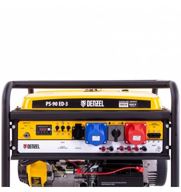  Генератор бензиновый PS 90 ED-3, 9.0 кВт, переключение режима 230 В/400 В, 25 л, электростартер Denzel, фото 4 