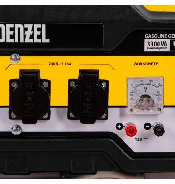  Генератор бензиновый PS-33E, 3.3 кВт, 230В, 15 л, электростартер Denzel, фото 10 
