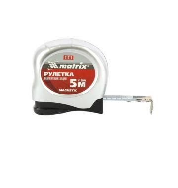  Рулетка Magnetic,5 м х 19 мм,магнитный зацеп Matrix, фото 1 