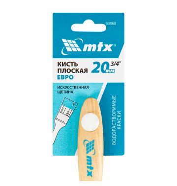  Кисть плоская "Евро" 3/4", искусственная щетина, деревянная ручка MTX, фото 4 