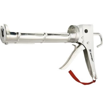  Пистолет для герметика, 310 мл, "полуоткрытый", хромированный, зубчатый шток 7 мм Matrix, фото 1 