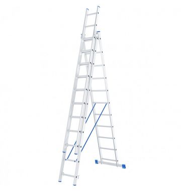  Лестница, 3 х 11 ступеней, алюминиевая, трехсекционная, Россия, Сибртех, фото 1 