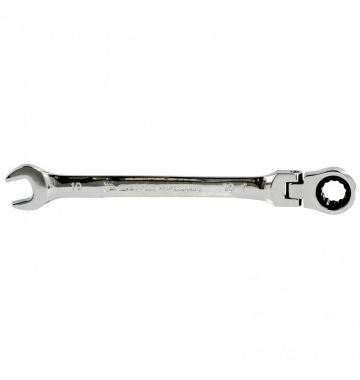  Ключ комбинированный трещоточный, 10 мм, CrV, шарнирный, зеркальный хром Matrix Professional, фото 1 